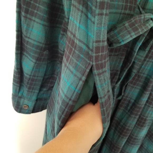 APRIL Cornell Fannel Cotton Plaid Prairie Maxi Long Sleeve Dress Size Small - Picture 8 of 9